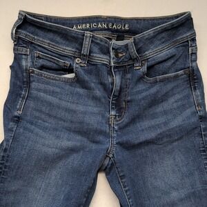 American Eagle Jeans Womens 6 Long Kick Boot Cut Next Level Stretch Fray Hem